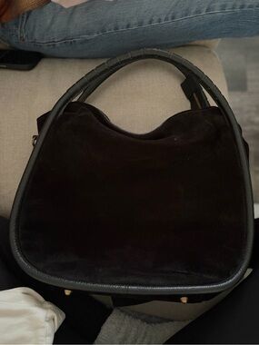 Black Suede Hobo Handbag - Borse in Pelle